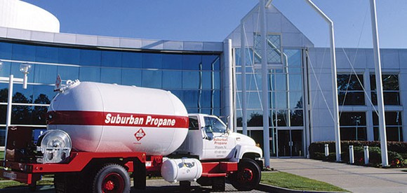 Suburban Propane bobtail truck in front of headquarters