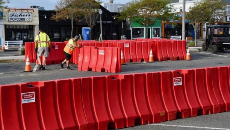 red barricades