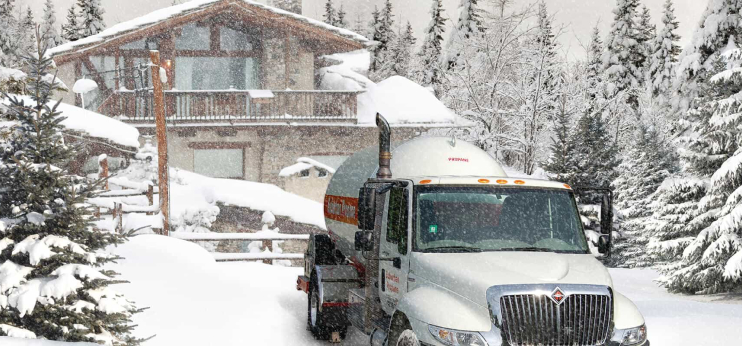 Suburban Propane truck in the snow