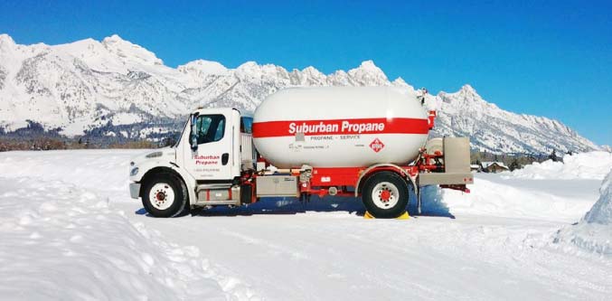 Suburban Propane truck in snow