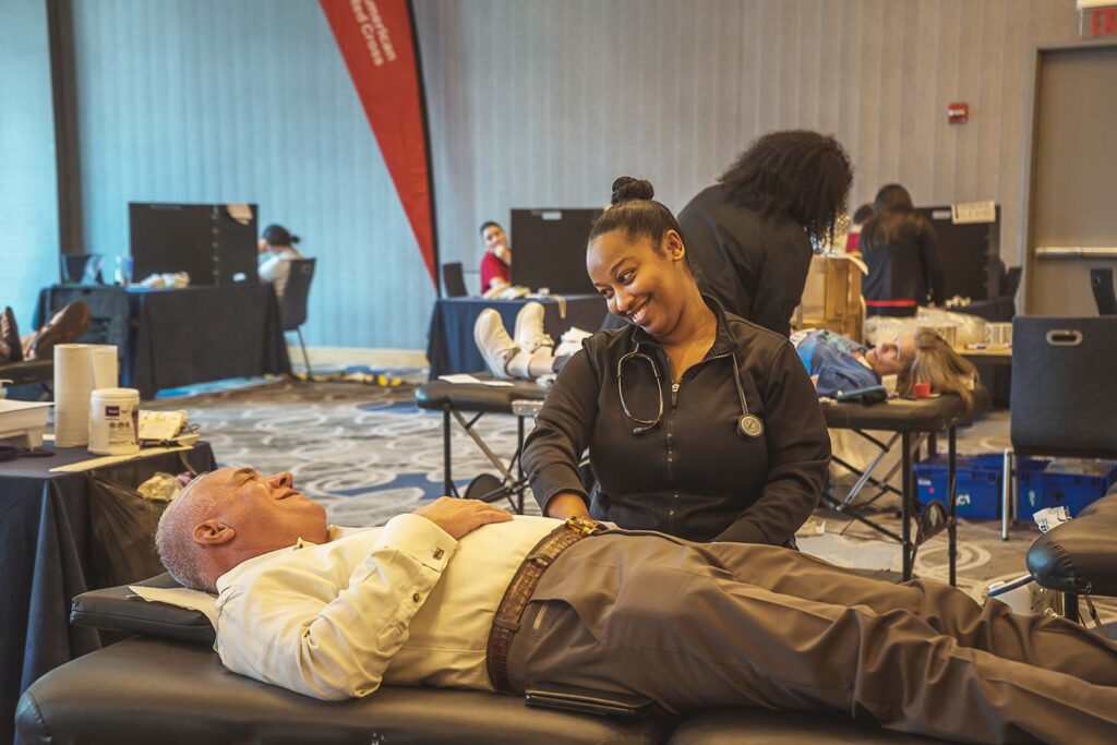 Mike Stivala at Red Cross blood drive