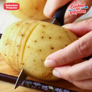 potato being sliced