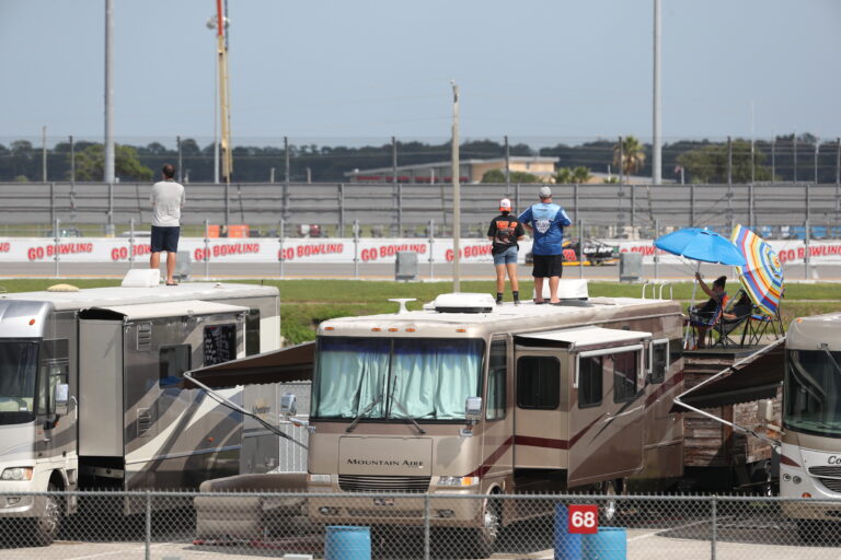 DAYTONA BEACH, FLORIDA - AUGUST 16: Capture camping around the road course during the NASCAR Cup Series Go Bowling 235 at Daytona International Speedway on August 16, 2020 in Daytona Beach, Florida. (Photo by Chris Graythen/Getty Images)